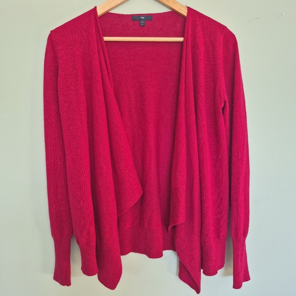 GAP Women's Feminine Raspberry Wool-Blend Open-Front Drape Cardigan Size Small - Picture 2 of 7